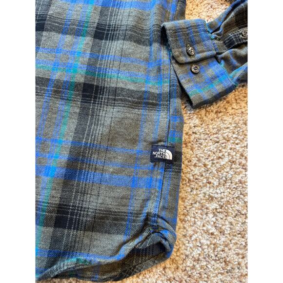 The North Face Long sleeve, button down Heavy Flannel, shirt, Large; Gray & Blue - Picture 7 of 11